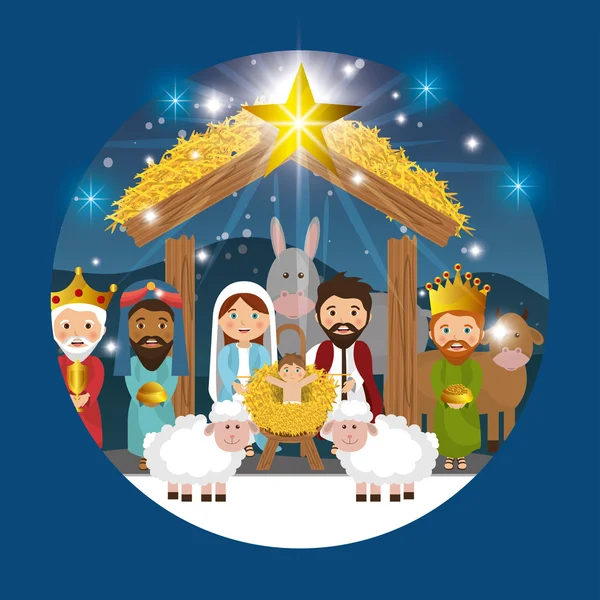 Silhouet manger merry christmas design ontwerp — Stockvector