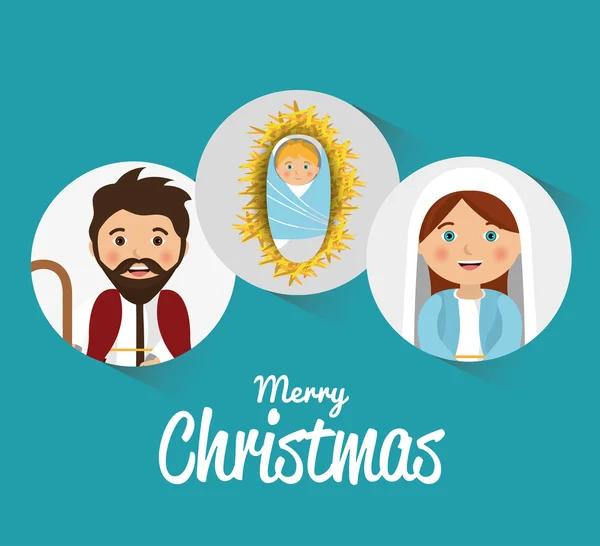 Silhouet manger merry christmas design ontwerp — Stockvector