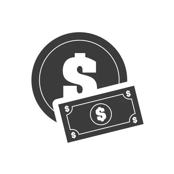 Munt geld met financiën pictogram — Stockvector
