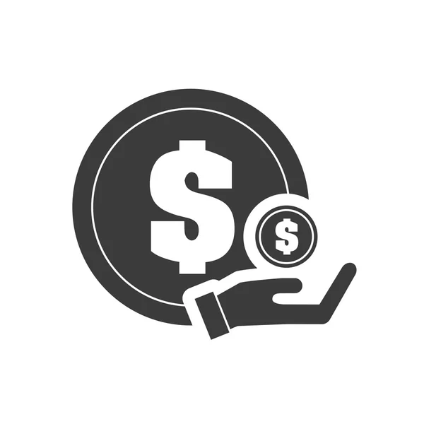 Dinheiro de moeda com ícone de finanças —  Vetores de Stock