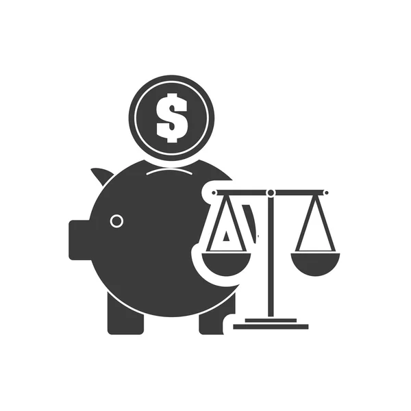 Piggy besparingen met financiën pictogram — Stockvector