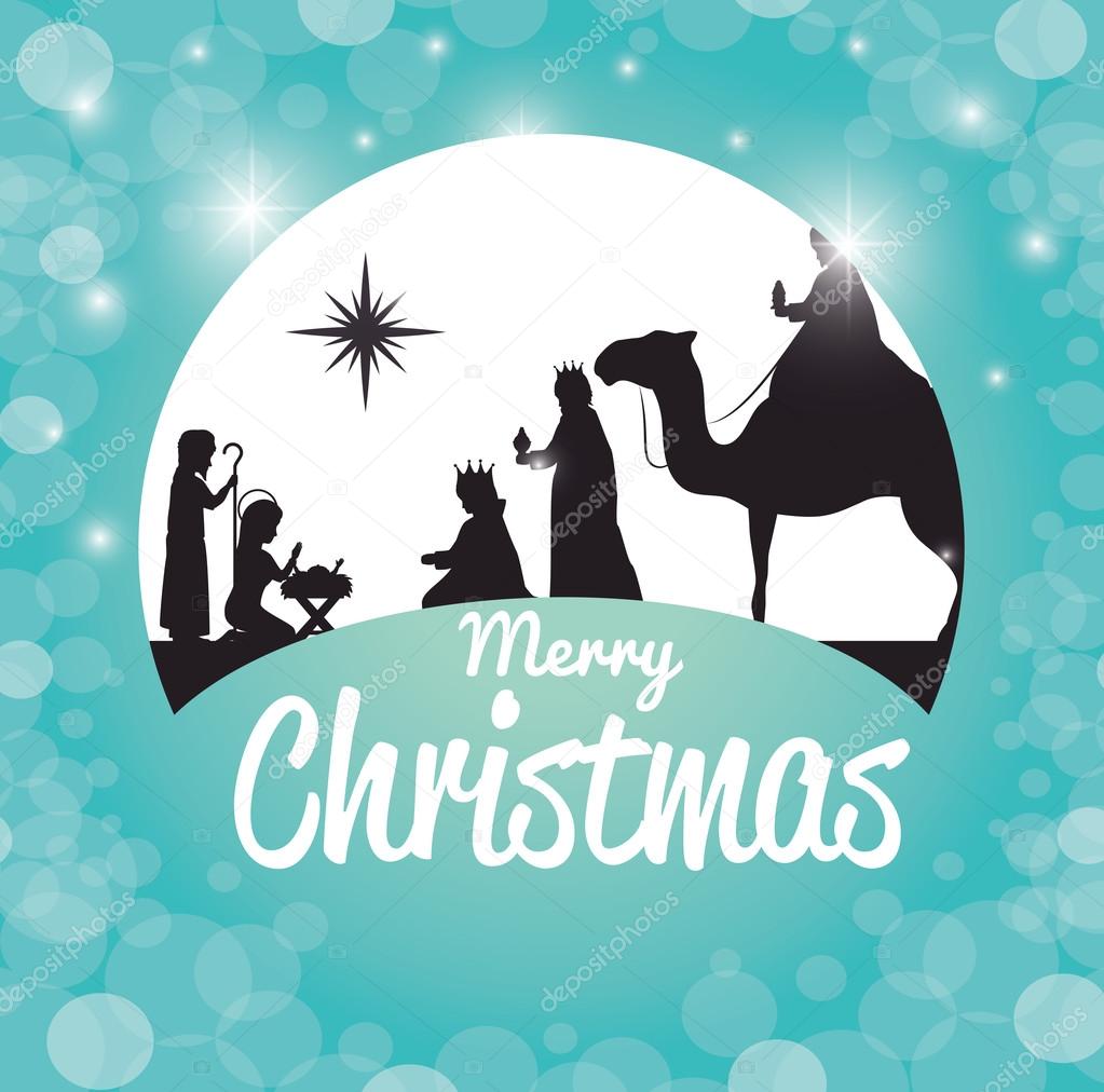 silhouette manger merry christmas design design