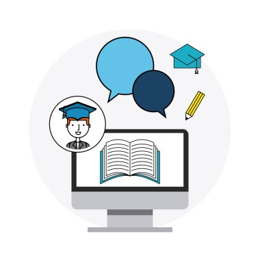 Uzaktan eğitim düz simgeler