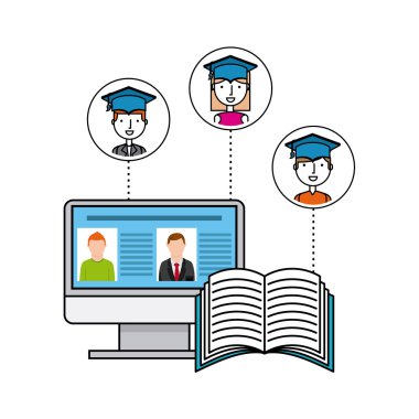 Uzaktan eğitim düz simgeler