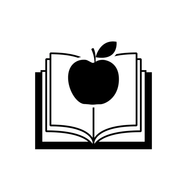 Book with apple fruit icon — Stock Vector