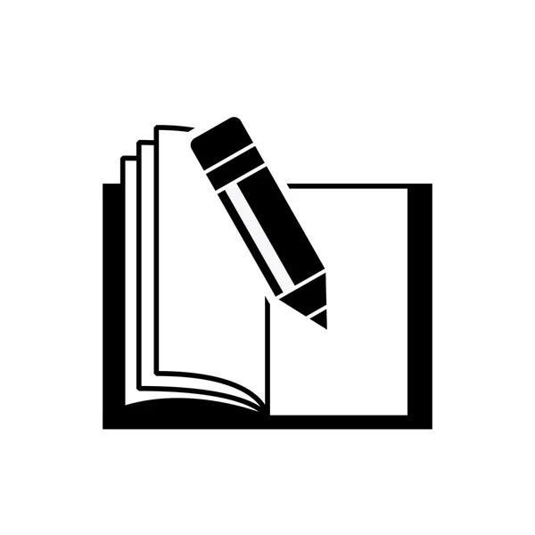 Libro con icono de lápiz — Vector de stock