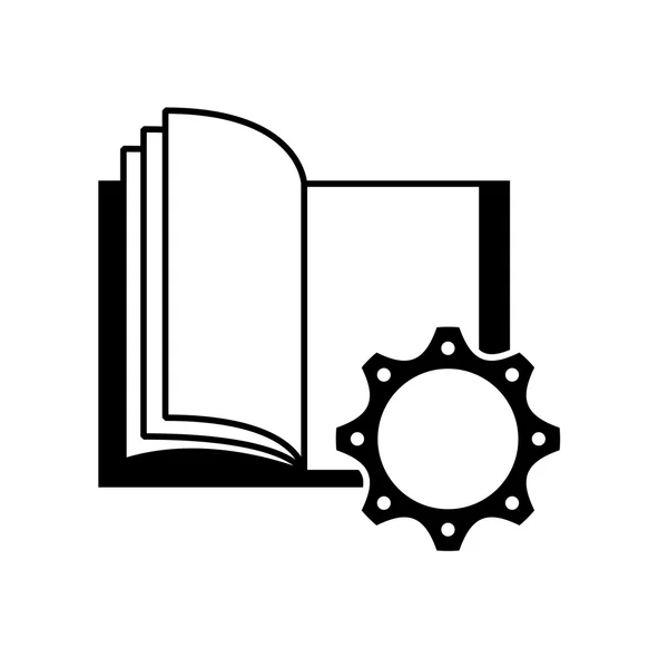 Libro de texto con icono de engranaje — Archivo Imágenes Vectoriales