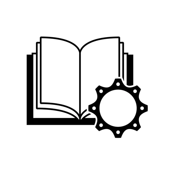Libro de texto con icono de engranaje — Archivo Imágenes Vectoriales