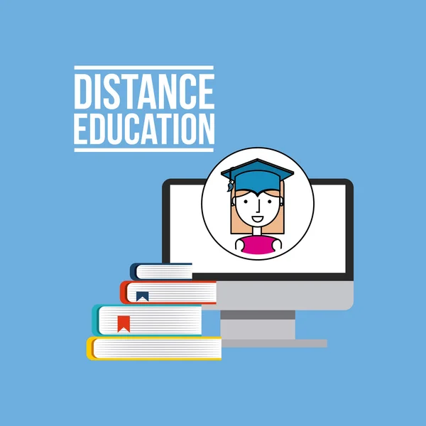 Educación a distancia iconos planos — Vector de stock