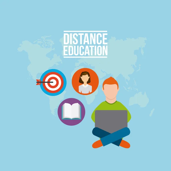 Enseignement à distance icônes plates — Image vectorielle