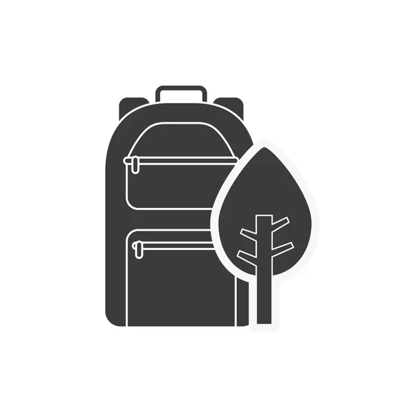 Bolsa de viaje con icono de camping — Vector de stock