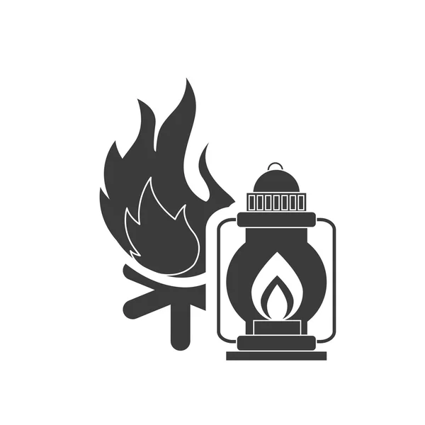 Campfire with camping icon — Stock Vector