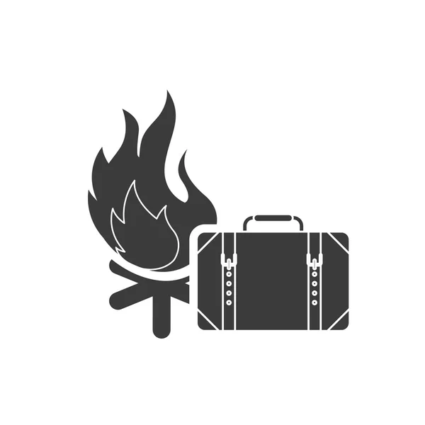 Fogata con icono de camping — Archivo Imágenes Vectoriales