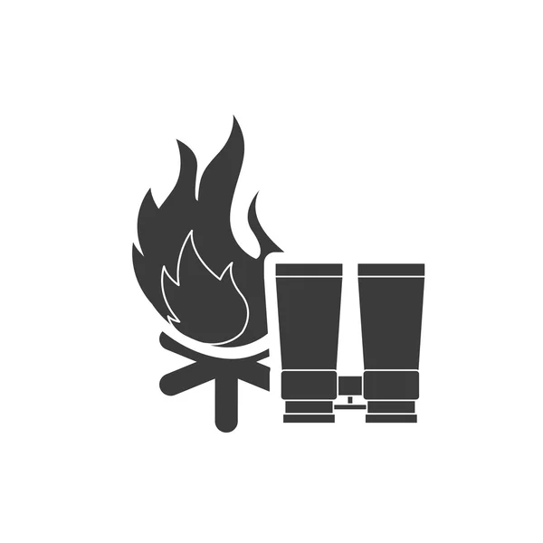 Ognisko z camping ikona — Wektor stockowy