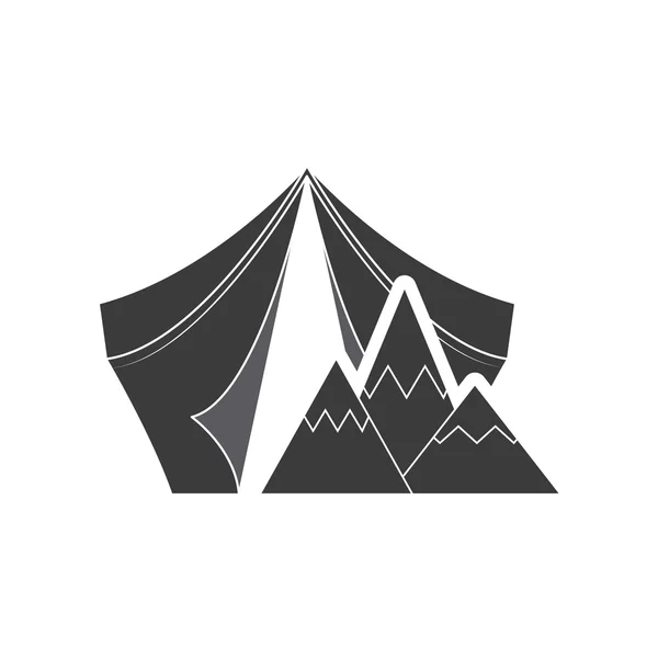 Tente de camping avec icône extérieure — Image vectorielle