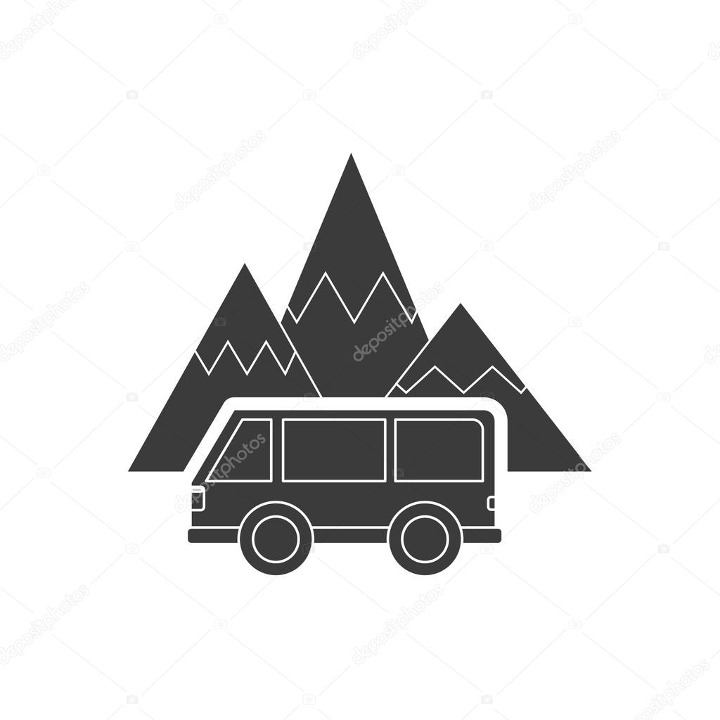 mountain with camping icon