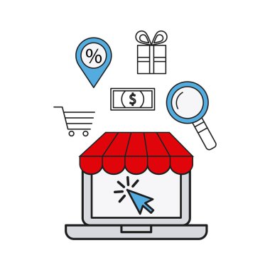 elektronik ticaret düz çizgi simgeler