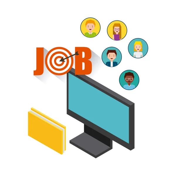 Job opportunity online flat icons — Stock Vector