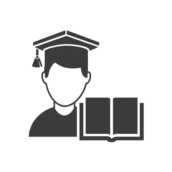 Avatar graduado con el icono de la educación — Vector de stock