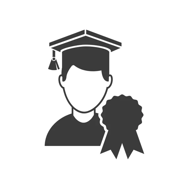 Avatar graduado con el icono de la educación — Vector de stock