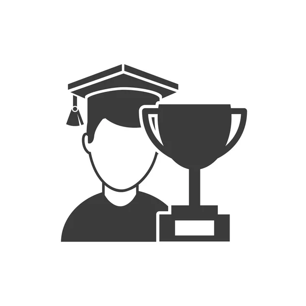 Avatar graduado con el icono de la educación — Vector de stock