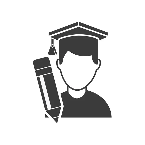 Avatar graduado con el icono de la educación — Vector de stock