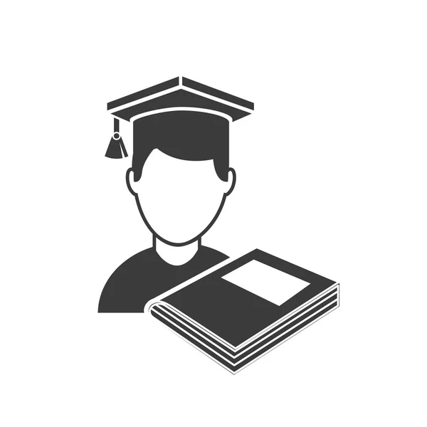 Avatar graduado con el icono de la educación — Vector de stock