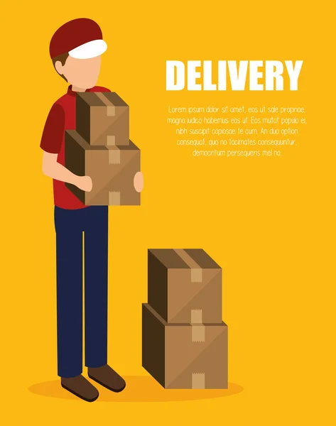 Man delivering boxes design isolated — Stock Vector