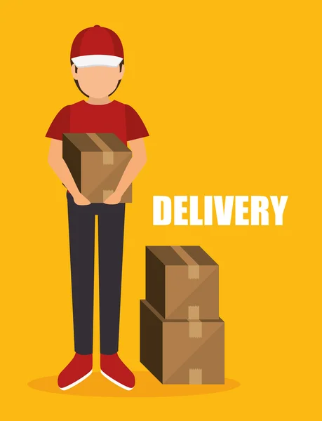 Man delivering boxes design isolated — Stock Vector