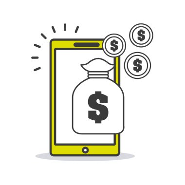 banka ve ticaret online düz simgeler