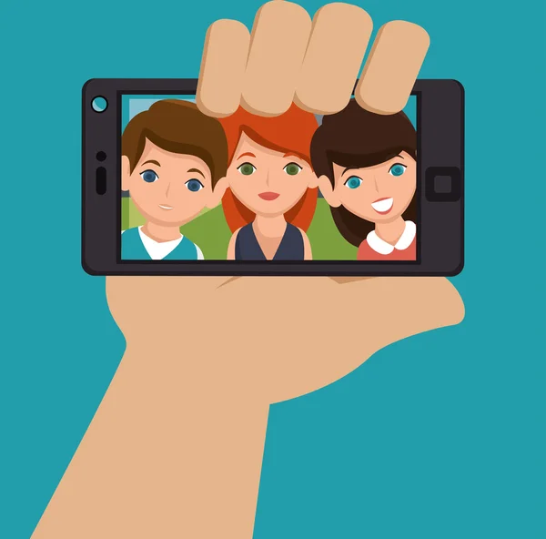 Carácter selfie smartphone diseño — Vector de stock