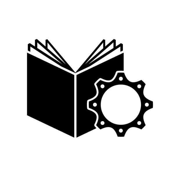 Libro de texto con icono de engranaje — Vector de stock