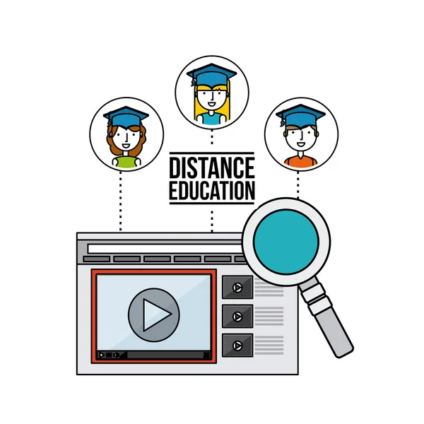 Educación a distancia iconos planos — Vector de stock