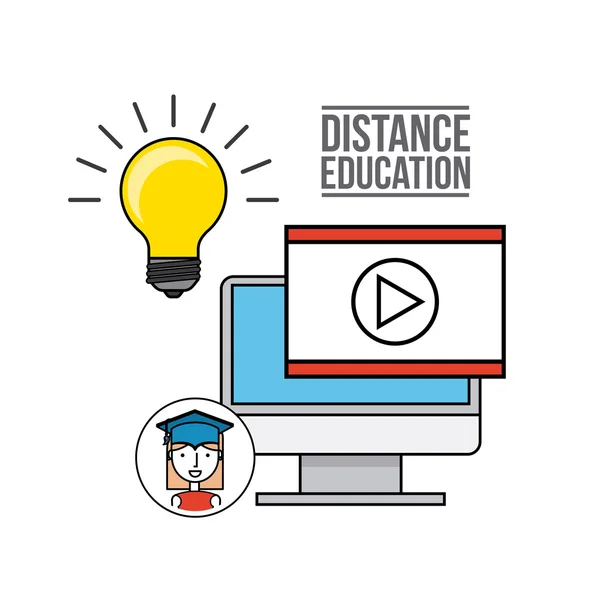 Educación a distancia iconos planos — Vector de stock