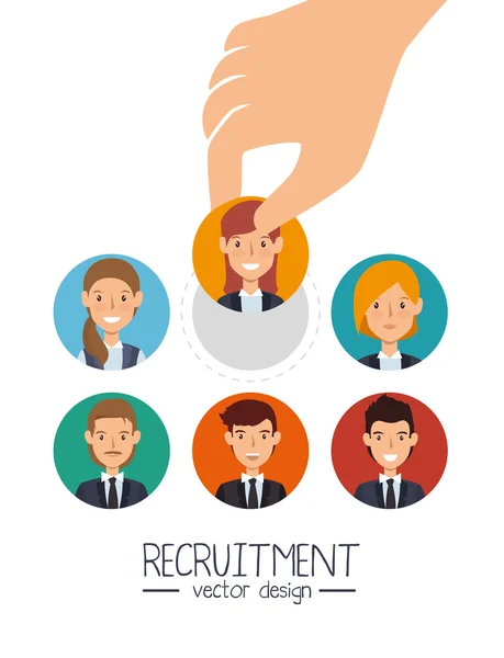 Hand human resorces recruit desing isolated — Stock Vector