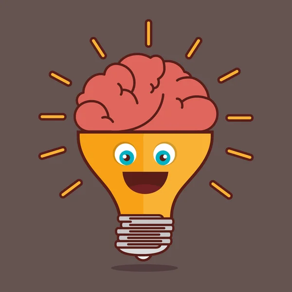 Cartoon brain idea creative design isolated — Stock Vector