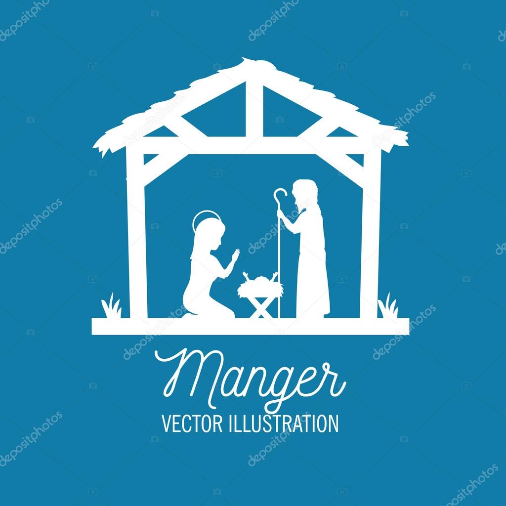 silhouette manger merry christmas isolated design