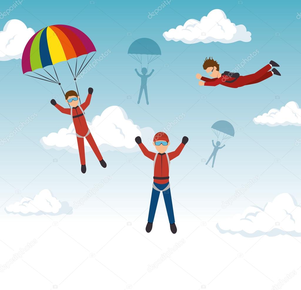 extreme sports skydiving design isolated