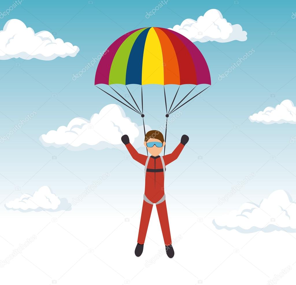 extreme sports skydiving design isolated