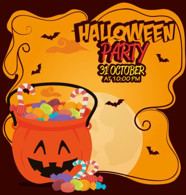 Poster Cadılar Bayramı partisi izole kabak tasarımı ile