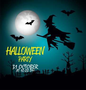 Poster Cadılar Bayramı partisi ile izole cadı