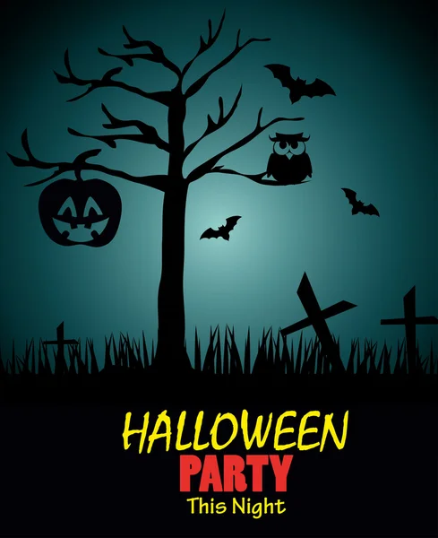 Plakat halloween party z dyni projekt na białym tle — Wektor stockowy