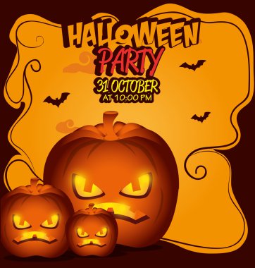 Poster Cadılar Bayramı partisi izole kabak tasarımı ile