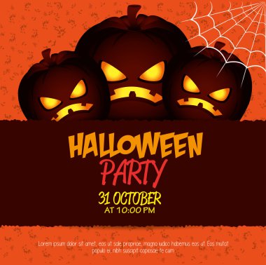 Poster Cadılar Bayramı partisi izole kabak tasarımı ile