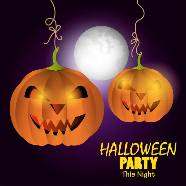 Poster halloween party with pumpkin design isolated — Stock Vector