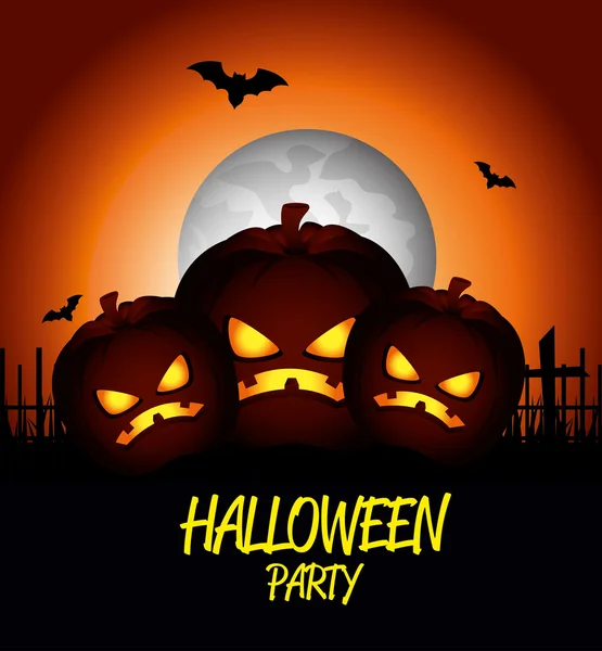 Poster halloween party with pumpkin design isolated — Stock Vector