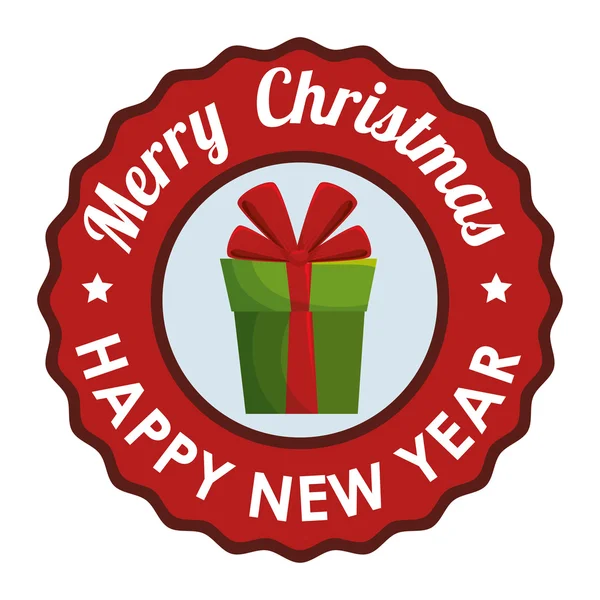 Regalo de la tarjeta feliz Navidad y diseño de año nuevo aislado — Vector de stock