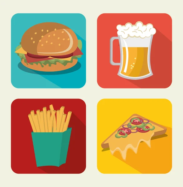 Cartoon fastfood design ontwerp — Stockvector