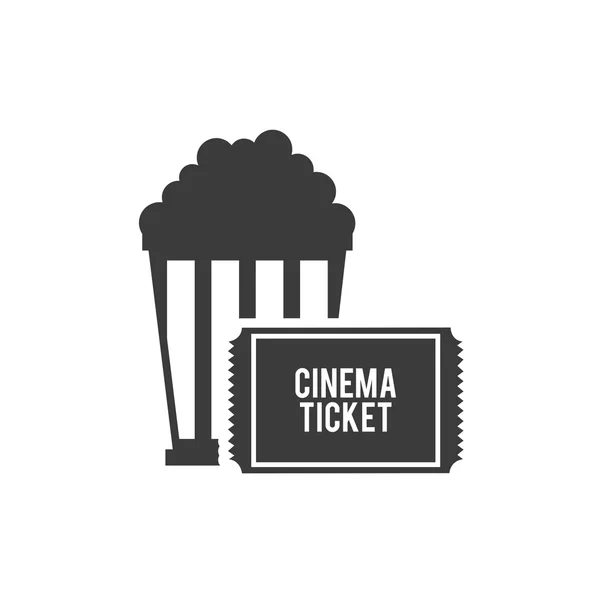 Pop corn con icono cinematográfico — Vector de stock