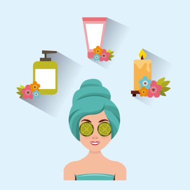 Güzellik spa düz Icons set